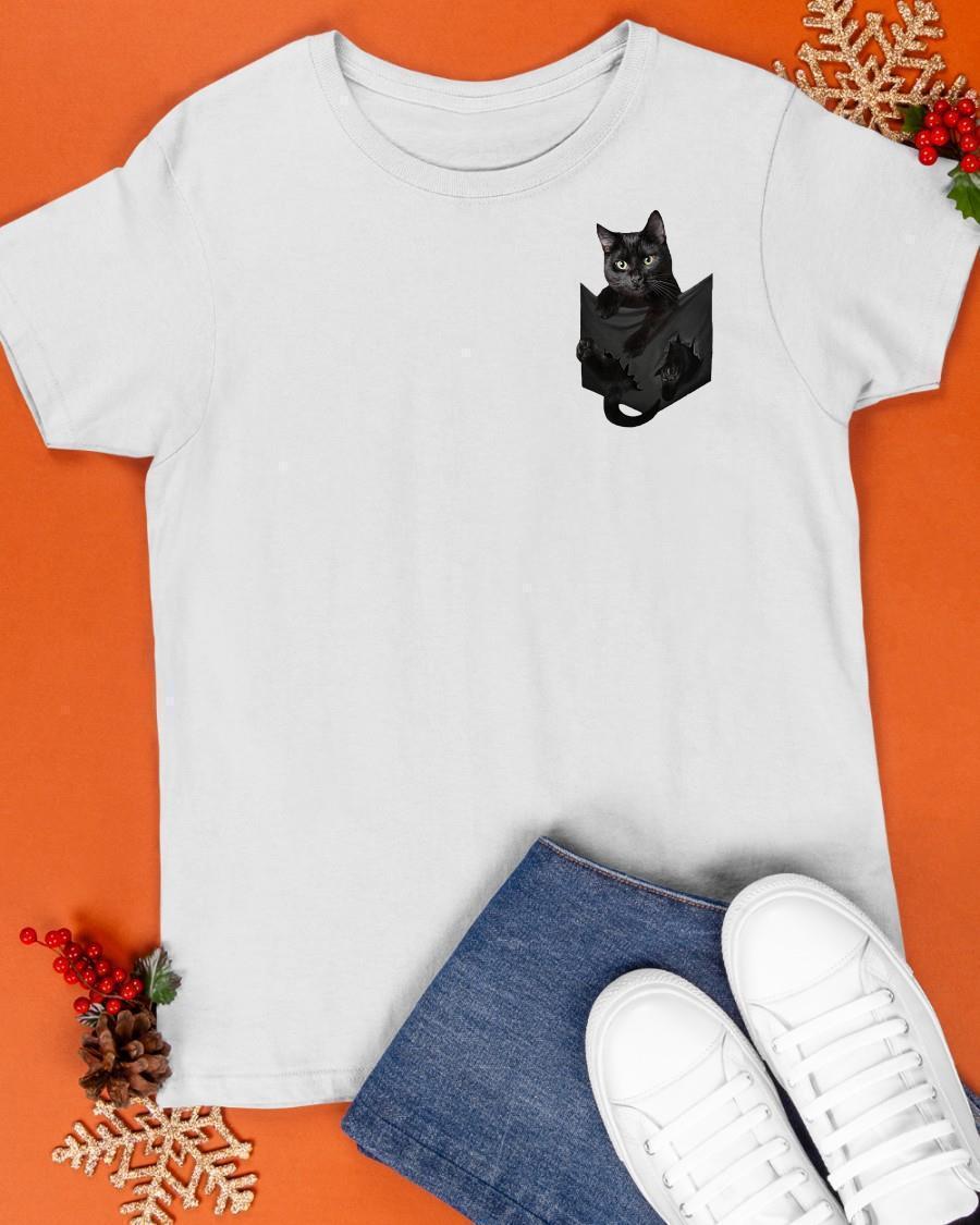 Black Cat In Pocket Shirt