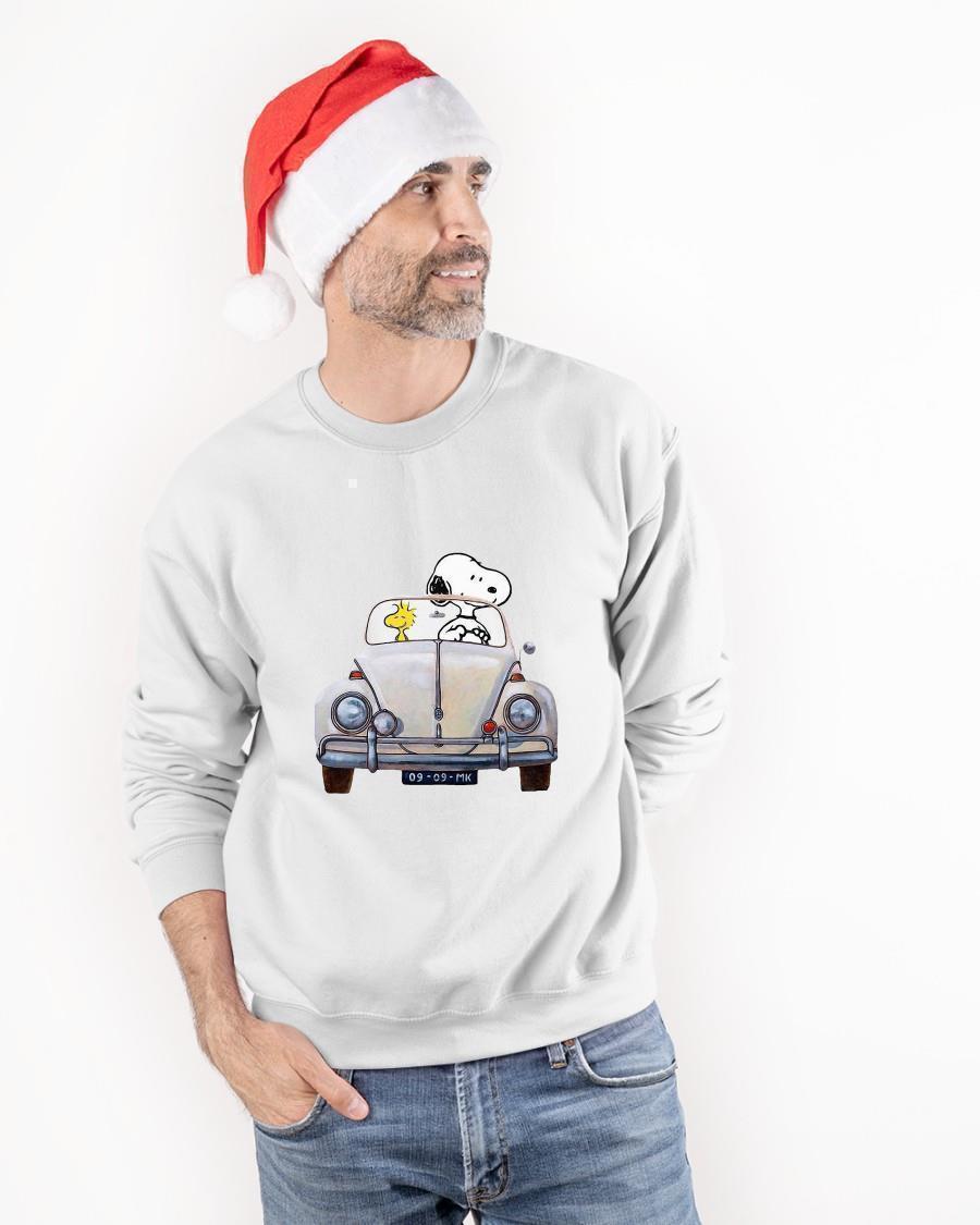 Snoopy And Woodstock Driving Volkswagen Beetle Sweater