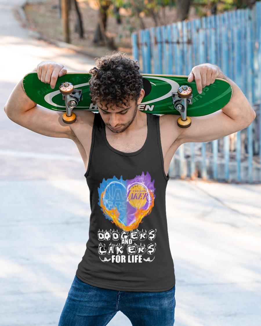 Heart Fire Dodgers And Lakers For Life Football Shirt