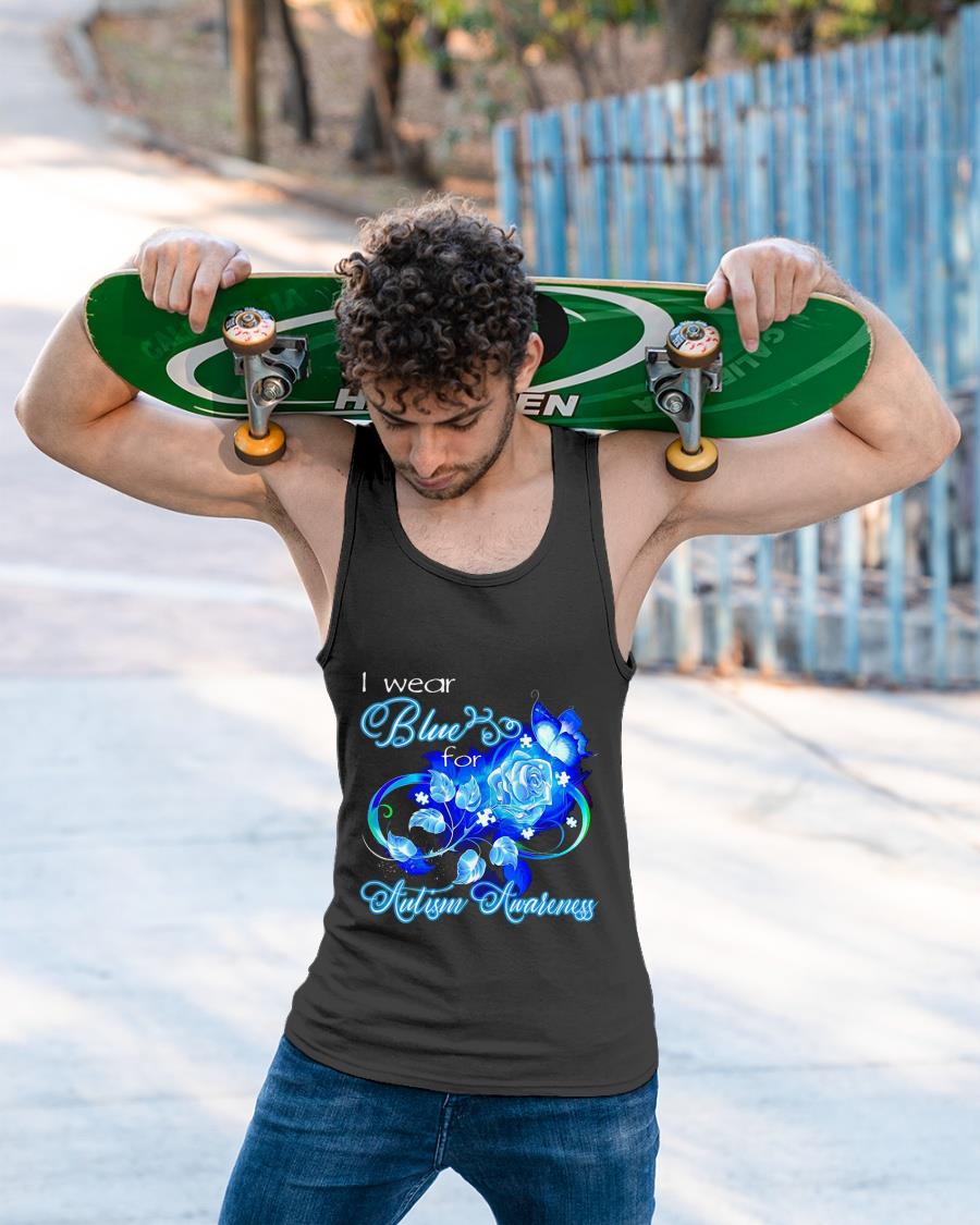 Flower I Wear Blue For Autism Awareness Shirt