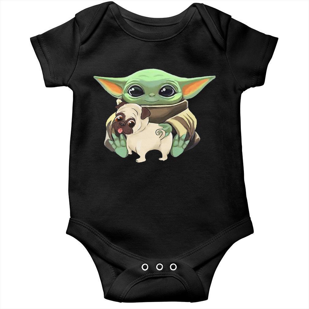 Baby Yoda Hugging Funny Pug Longsleeve