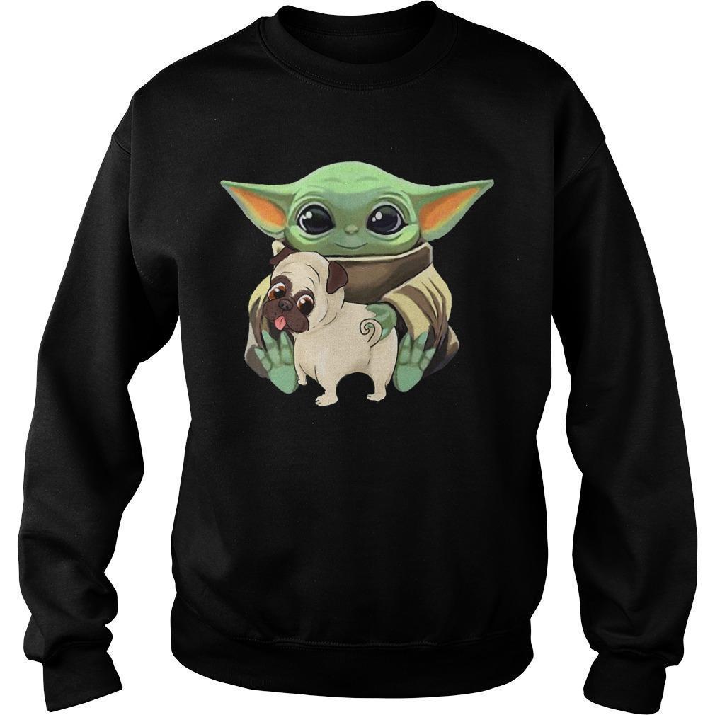 Baby Yoda Hugging Funny Pug Sweater