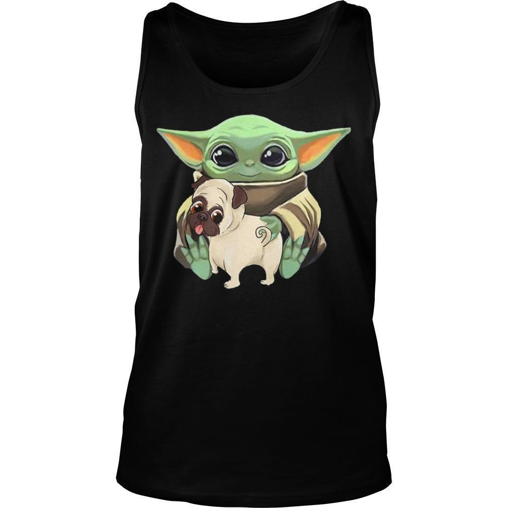 Baby Yoda Hugging Funny Pug Tank Top
