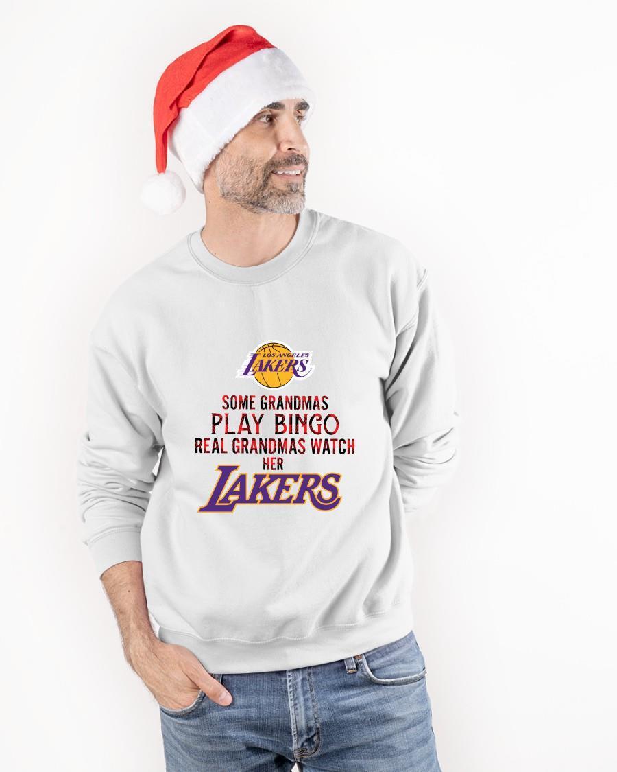 Some Grandmas Play Bingo Real Grandmas Watch Her Lakers Longsleeve