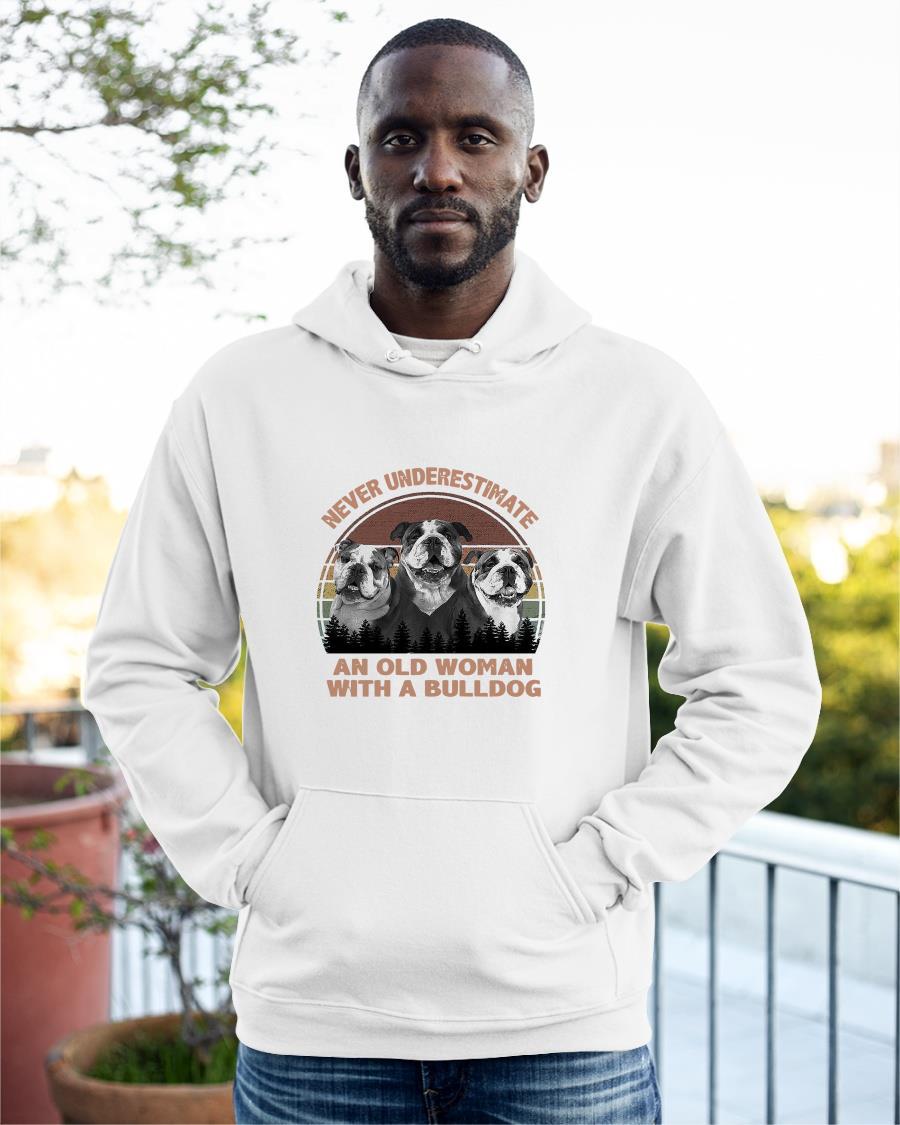 Vintage Never Underestimate An Old Woman With A Bulldog Hoodie