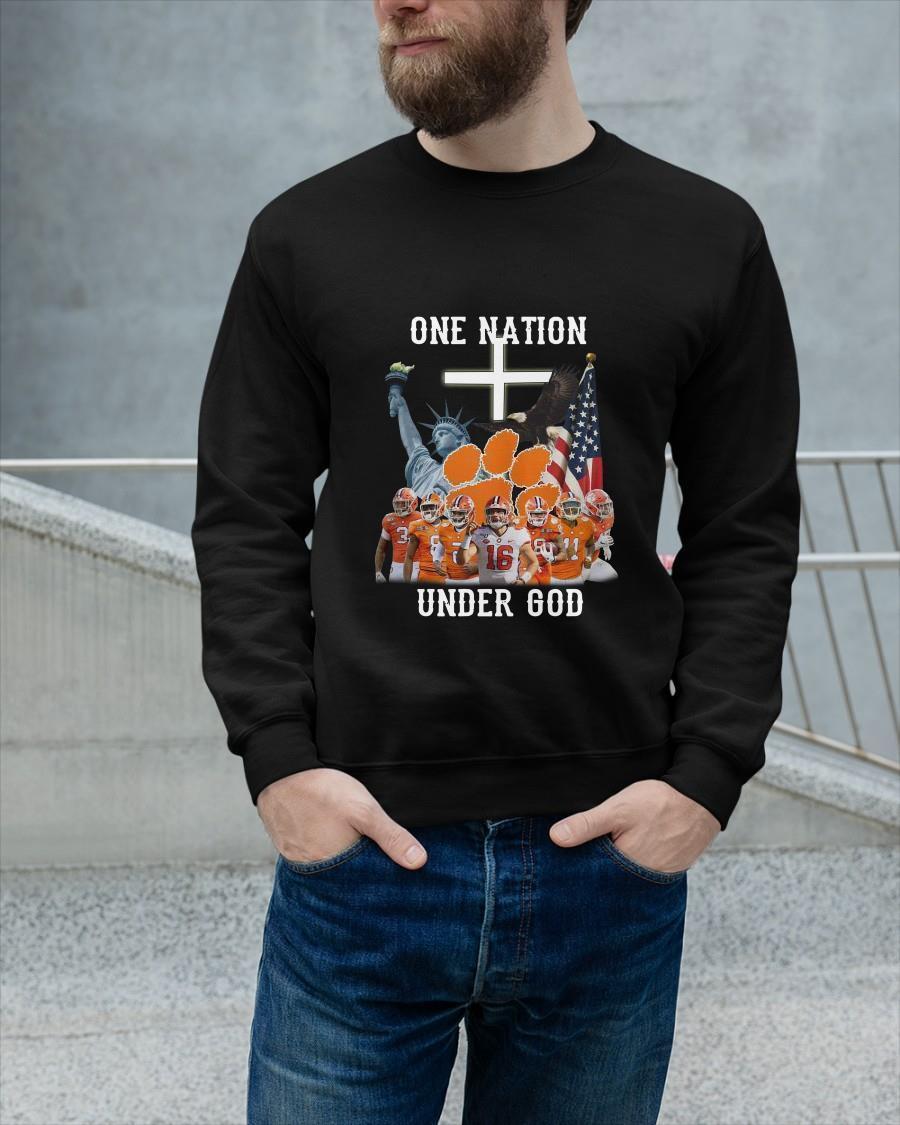 Clemson Tigers Football American Flag One Nation Under God Sweater