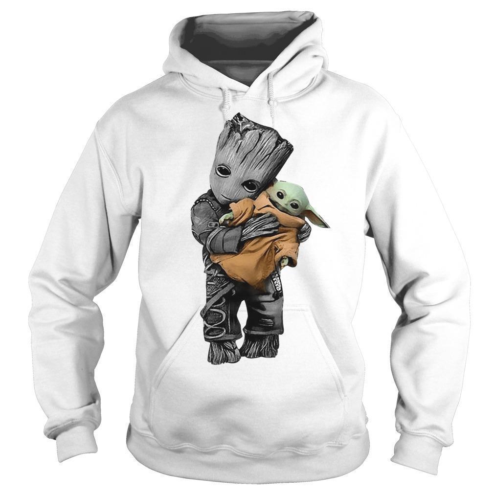 Baby Groot Hugging Baby Yoda Hoodie