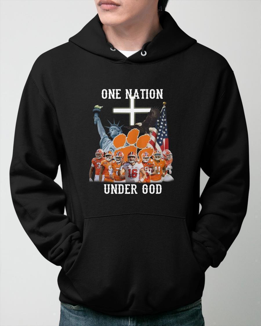 Clemson Tigers Football American Flag One Nation Under God Hoodie